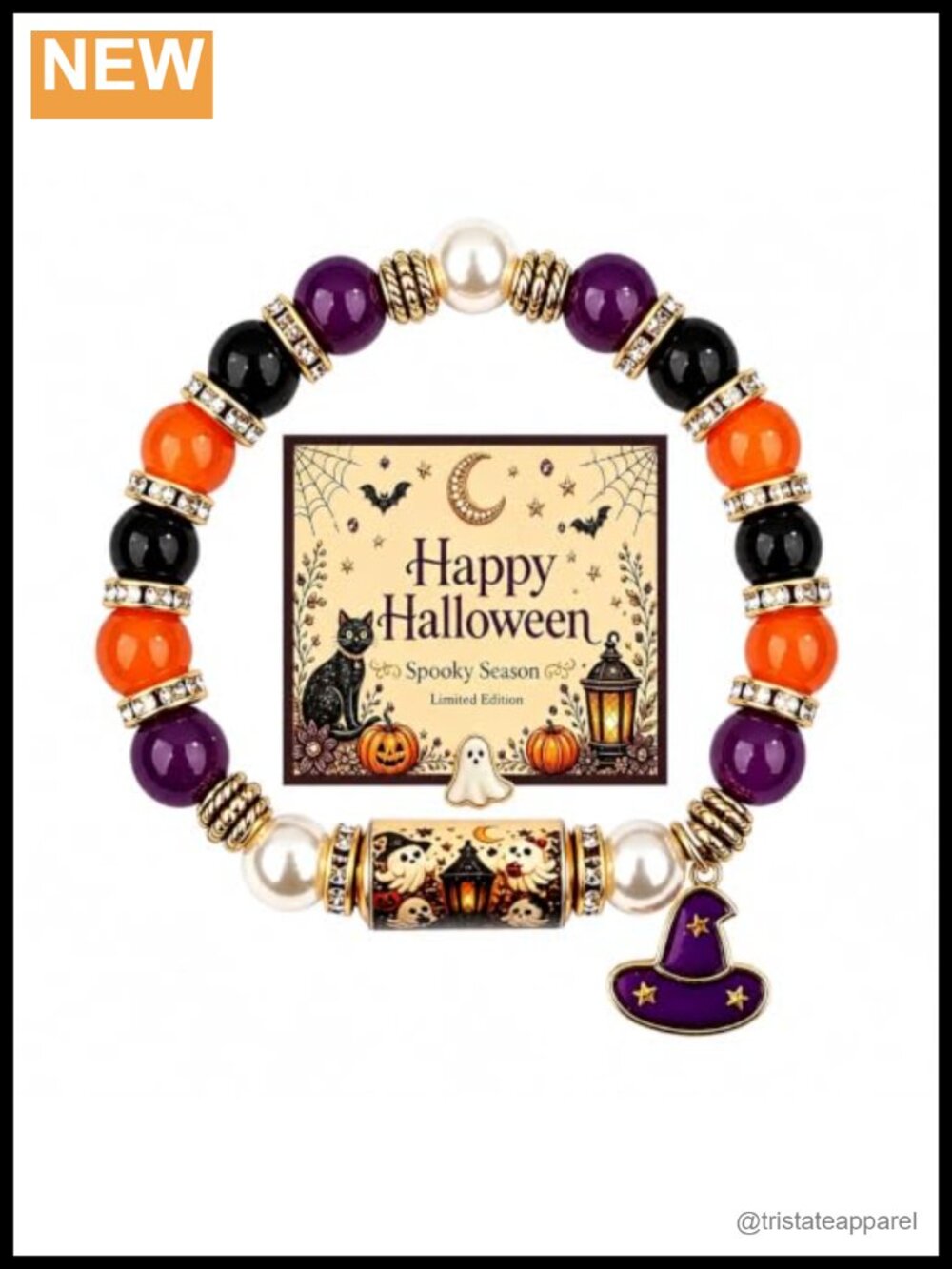 Halloween Stretch Bracelet Ghost Lantern Skull Charm Link Bracelet